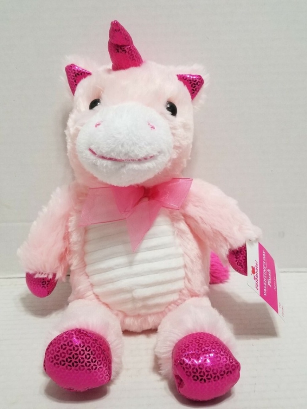 New Way to Celebrate Valentines Day Plush Pink Dream Unicorn Ribbed Tummy 13"
